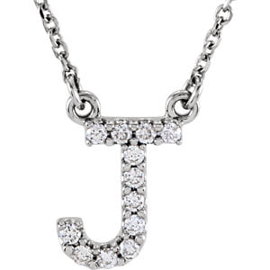 Jewels By Lux 14k White Gold Diamond-Cut Initial J Charm 